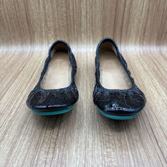 Tieks by Gavrieli Womens Size 8 Foldable Ballet Flats Obsidian Black Croc Patent - Picture 5 of 9